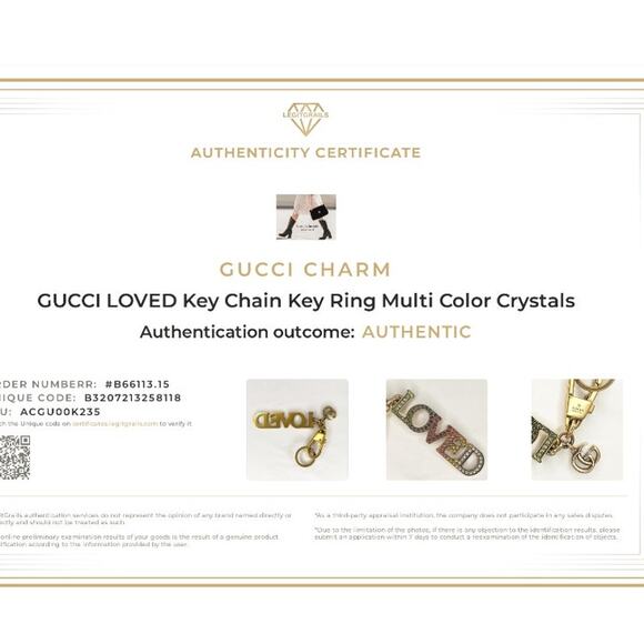GUCCI LOVED Key Chain Key Ring Multi Color Crystals in Box COA - Picture 9 of 10